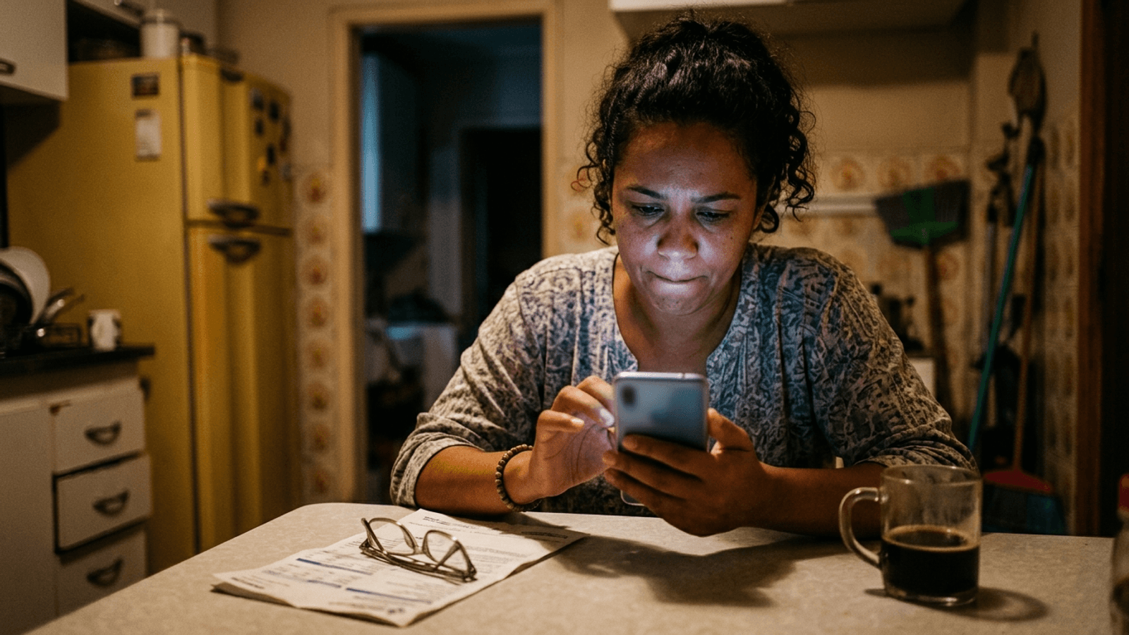 Tela de celular exibindo um site falso de renegociação de dívidas com CPF e nome de uma pessoa e um botão de pagamento por Pix